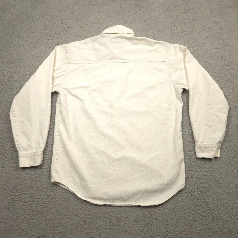 Vintage 1997 Levi's Red Tab White Denim Work Shirt Long Sleeve Metal Buttons